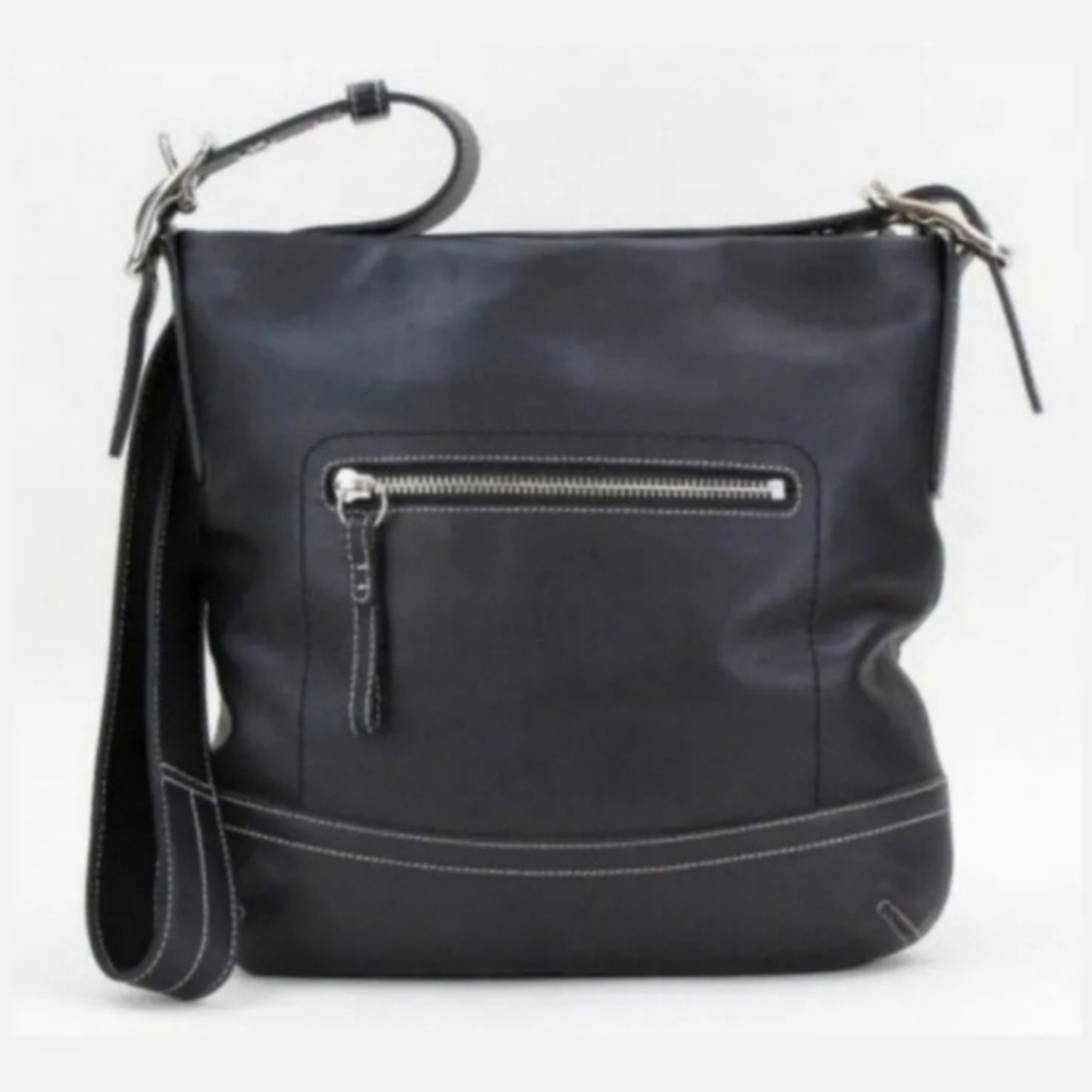 Coach 1415 Soho Slim Y2K Black Leather Hobo Fringe Tasseled Shoulder Bag